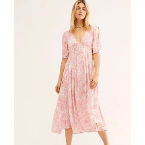 Free People Forever Always Pink Floral Midi Dress